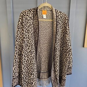 Ruby Rd. Leopard Print Cardigan in Black and Cream